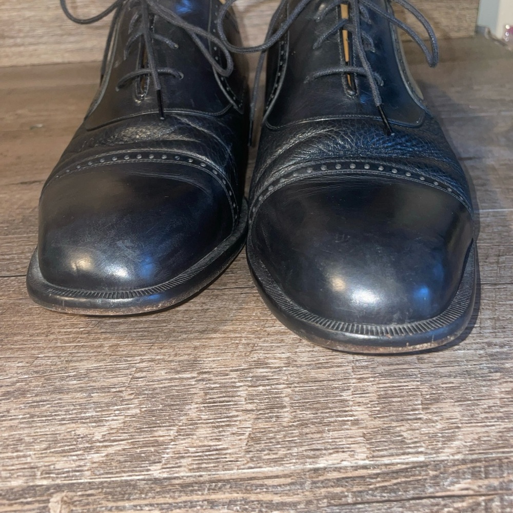 MEZLAN Leather NICOLA Oxfords Dress Shoes Deer Skin Captoe Sz. 9.5 W Black Spain - Picture 8 of 15